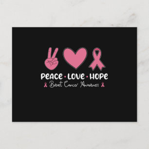 Peace Kärlek Hope Breast Cancer Awareness Survivor Vykort