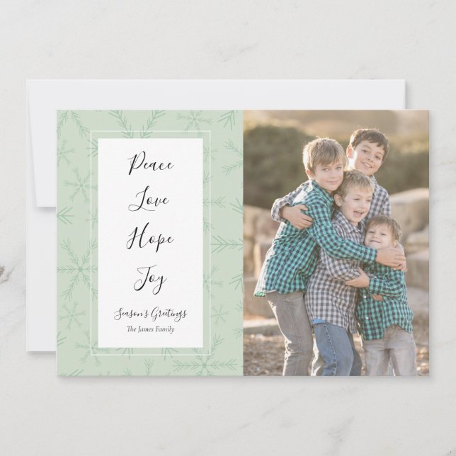 Peace Kärlek Hope Joy Jul Photo Card Julkort (Framsida)