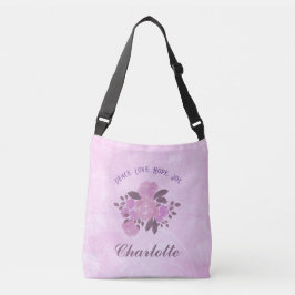 Peace Kärlek Hope Joy Lägg till ditt namn Rosa ros Axelväska