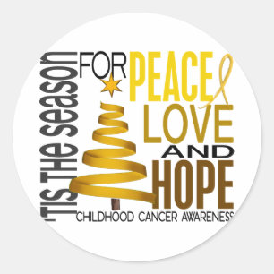 Peace Kärlek Hope Jul-Helgdag Barncancer Runt Klistermärke