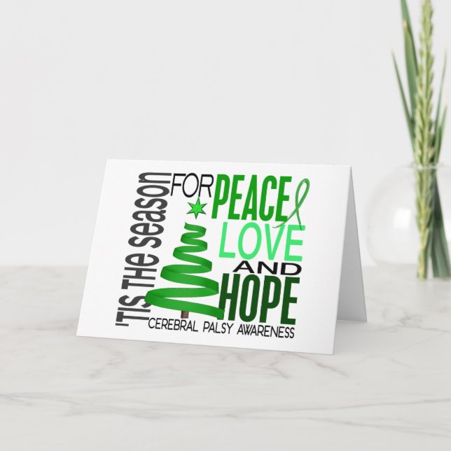 Peace Kärlek Hope jul-Helgdag Cerebral Palsy Helgkort (Framsida)