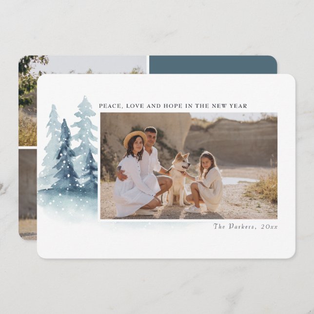 Peace Kärlek Hope | Julfotoport, Helgdag Inbjudningar (Fram/baksida)