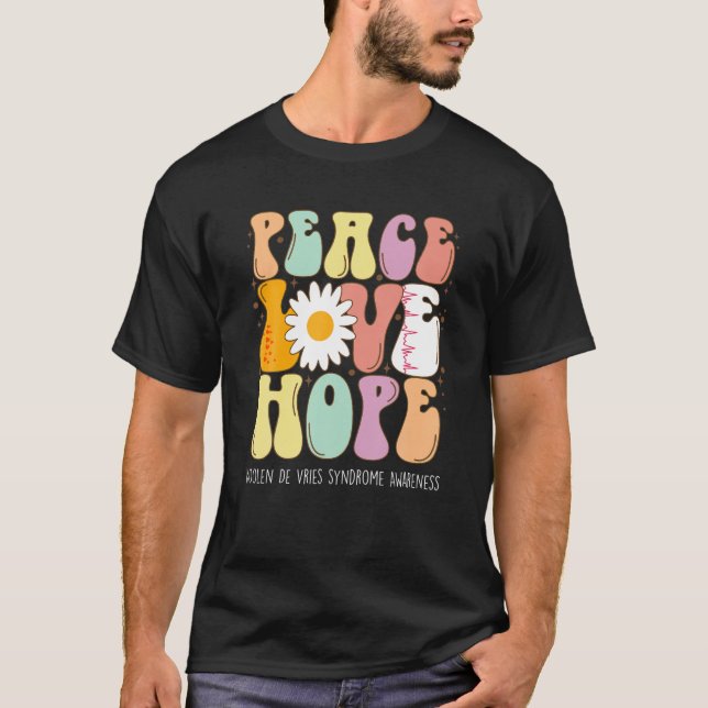Peace Kärlek Hope Koolen De Vries Syndrome KDVS Aw T Shirt (Framsida)