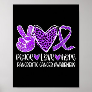 Peace Kärlek Hope Leopard Lila Pancreatic Cancer A Poster