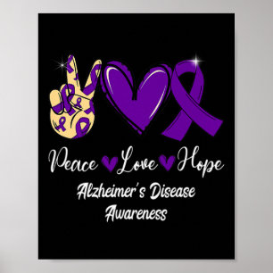 Peace Kärlek Hope Lila Ribbon Alzheimer Disease AW Poster