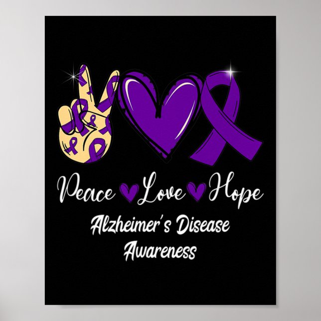 Peace Kärlek Hope Lila Ribbon Alzheimer Disease AW Poster (Framsidan)