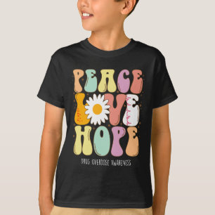 Peace Kärlek Hope Lila Ribbon Drug Overdose Awaren T Shirt