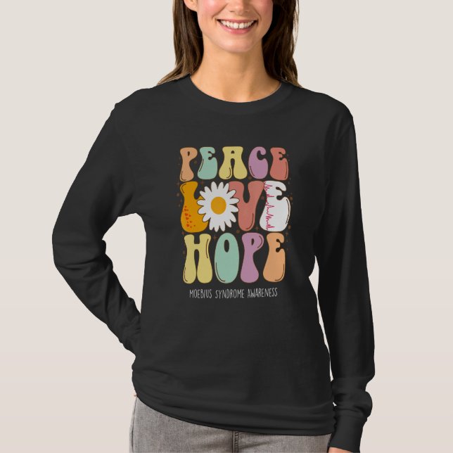Peace Kärlek Hope Moebius Syndrome Awareness T Shirt (Framsida)