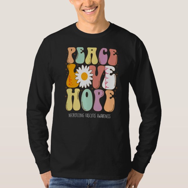 Peace Kärlek Hope Necrotizing Fascitis Awareness T Shirt (Framsida)