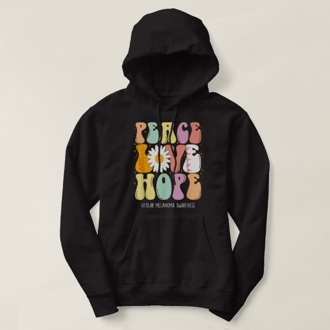 Peace Kärlek Hope Ocular Melanoma Awareness Gift Hoodie (Design framsida)