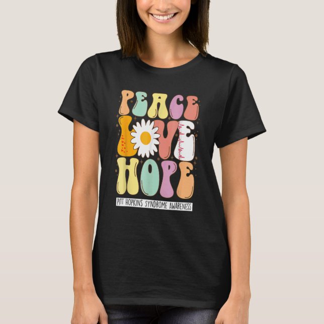 Peace Kärlek Hope Pitt Hopkins Syndrome PHS Awaren T Shirt (Framsida)