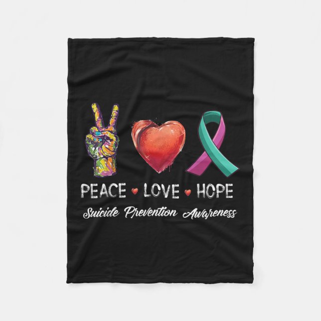 Peace Kärlek Hope Suicide Prevention Awareness Man Fleecefilt (Framsidan)