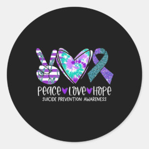 Peace Kärlek Hope Suicide Prevention Awareness Tie Runt Klistermärke