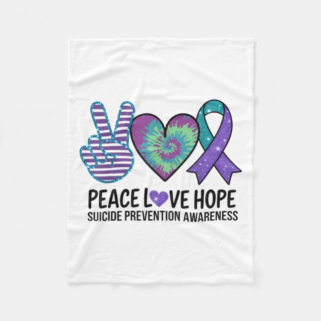 Peace Kärlek Hope Suicide Prevention Tie Dye Aware Fleecefilt (Framsidan)