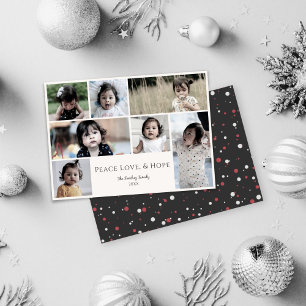 Peace Kärlek Hope White Photo jul-Helgdag Card Julkort