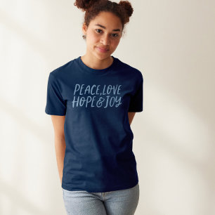 Peace kärlek hoppas på blåblåblått helgdag t shirt
