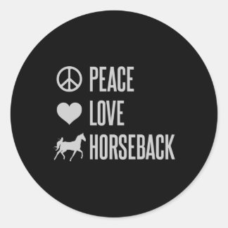 Peace Kärlek Horseback Horse Riding Runt Klistermärke