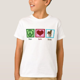Peace Kärlek Horses Cute Horse Kids Tee Shirt