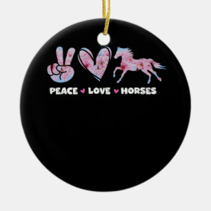 Peace Kärlek Horses Cute Horse Lover Flower Tävla Julgransprydnad Keramik