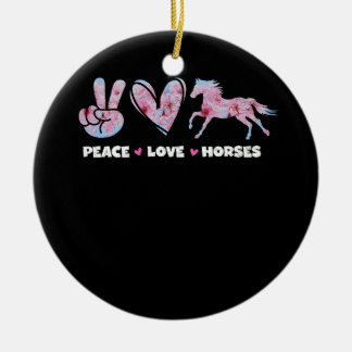 Peace Kärlek Horses Cute Horse Lover Flower Tävla  Julgransprydnad Keramik