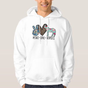 Peace Kärlek Horses Funny Tee for Horse Lover Hoodie