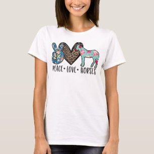 Peace Kärlek Horses Funny Tee for Horse Lover T-Sh