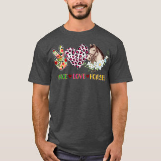 Peace Kärlek Horses Leopard Blommigt Horse Wearing T Shirt
