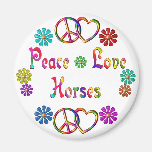 PEACE KÄRLEK HORSES MAGNET (Framsidan)
