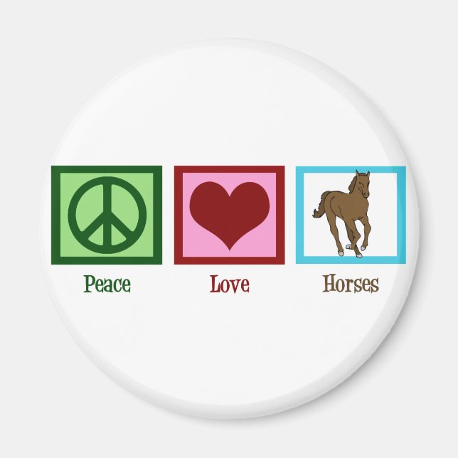Peace Kärlek Horses Magnet (Framsidan)