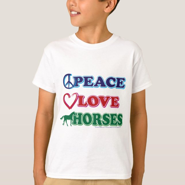 Peace-Kärlek-Horses T-shirt (Framsida)