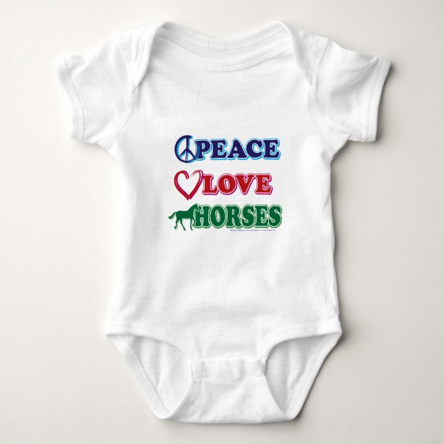Peace-Kärlek-Horses T-shirt (Framsida)