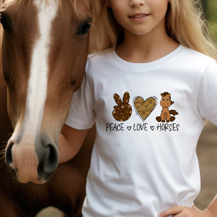 Peace Kärlek Horses toppen söt T Shirt