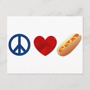 Peace Kärlek Hotdog Vykort
