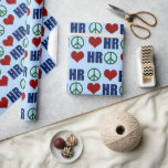 Peace Kärlek HR Human Resources Blue Presentpapper<br><div class="desc">Peace Kärlek Human Resources är pappert för din favoritterapeut. Ett fredstecken,  ett hjärta,  och brev HR ger en underbar gåva till alla reparationer i er praktik eller på ert kontor.</div>