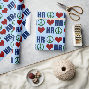 Peace Kärlek HR Human Resources Blue Presentpapper