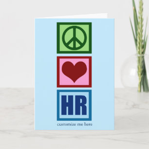 Peace Kärlek HR Personlig Human Resources Blue Kort