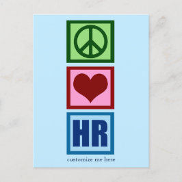 Peace Kärlek HR Personlig Human Resources Blue Vykort