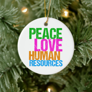 Peace Kärlek Human Resources HR - jul Julgransprydnad Keramik