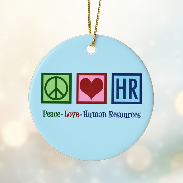 Peace Kärlek Human Resources HR Julgransprydnad Keramik (Skapare uppladdad)