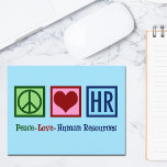 Peace Kärlek Human Resources HR Vykort<br><div class="desc">Det finns fredliga mänskliga resurser i Kärlek. En söt julklapp för din favoritrep i företaget som arbetar med personalhantering som en karriär.</div>