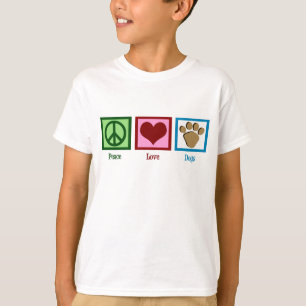 Peace Kärlek Hundar Cute Hund älskare Kids Tee Shirt
