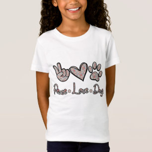 Peace Kärlek Hundar Flowers Älskare Puppy Tass Hun T Shirt