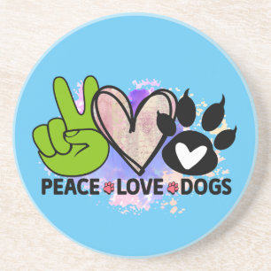 Peace Kärlek Hundar Hippie Stil Heart Tass Bright Underlägg