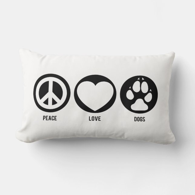 Peace Kärlek Hundar Lumbarkudde (Framsida)