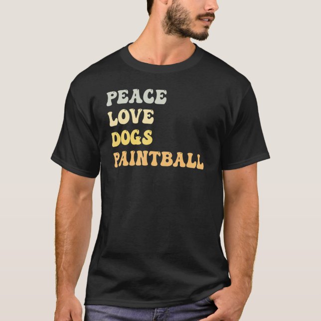 Peace Kärlek Hundar Paintball Retro T Shirt (Framsida)
