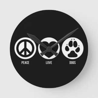 Peace Kärlek Hundar Rund Klocka