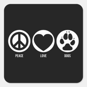 Peace Kärlek Hundar Sticker Fyrkantigt Klistermärke