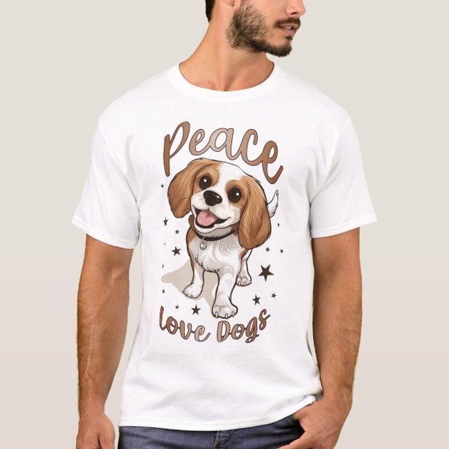 Peace Kärlek Hundar T Shirt (Framsida)
