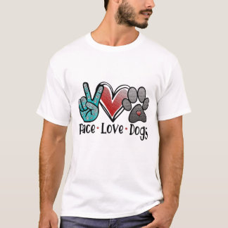 PEACE KÄRLEK HUNDAR T SHIRT