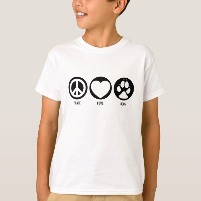 Peace Kärlek Hundar T-Shirt (Framsida)